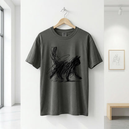 Abstract Cat Line Art Shirt