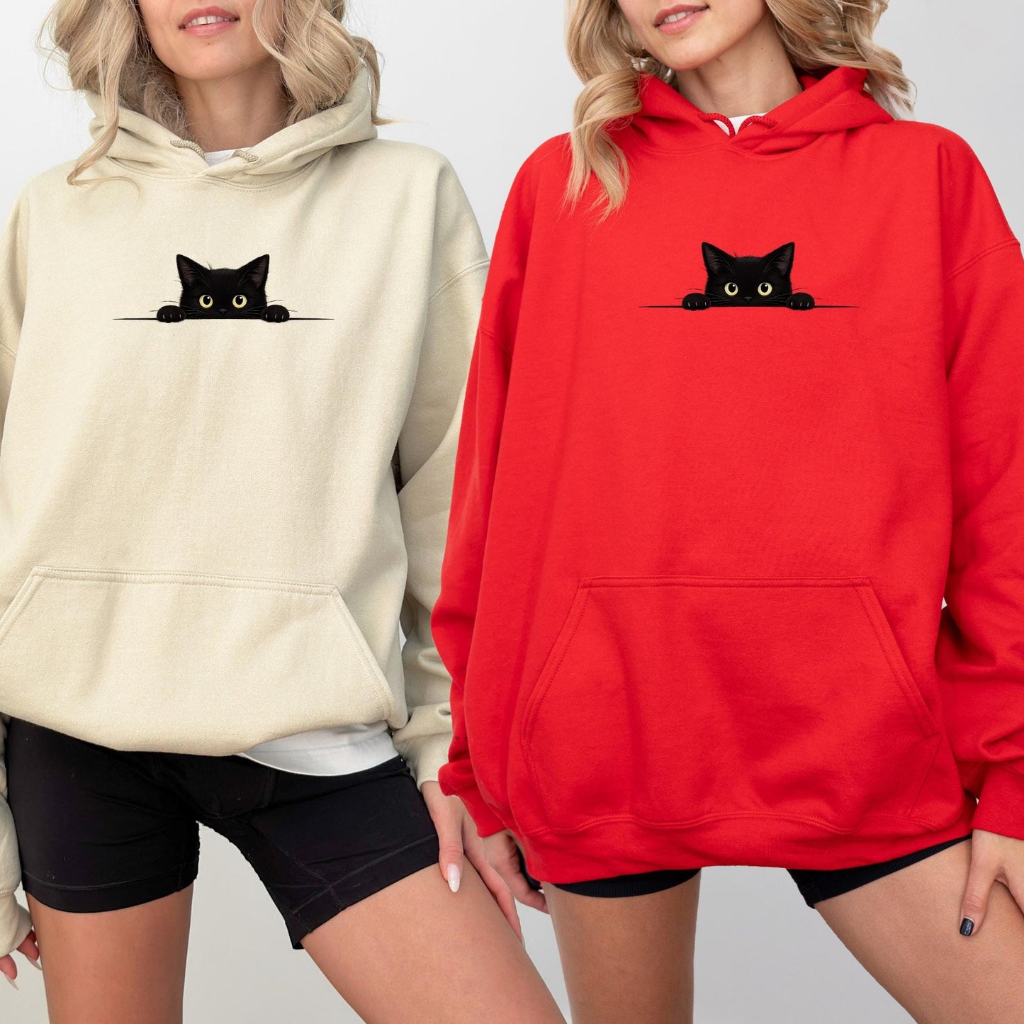 Peeking Black Cat Hoodie