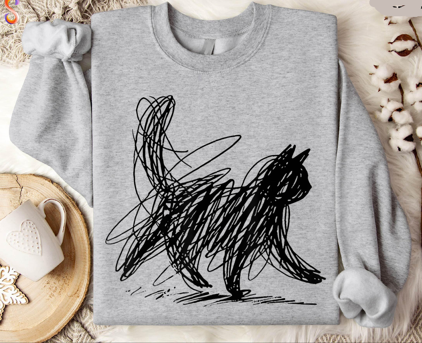 Abstract Cat Line Art Shirt V