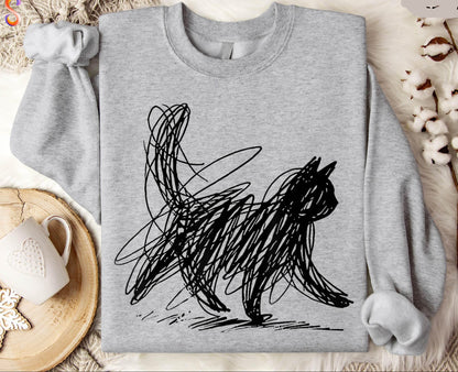 Abstract Cat Line Art Shirt V
