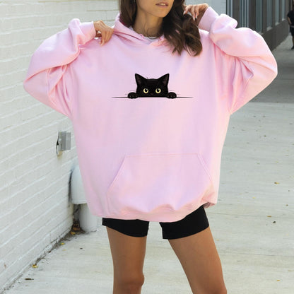 Peeking Black Cat Hoodie