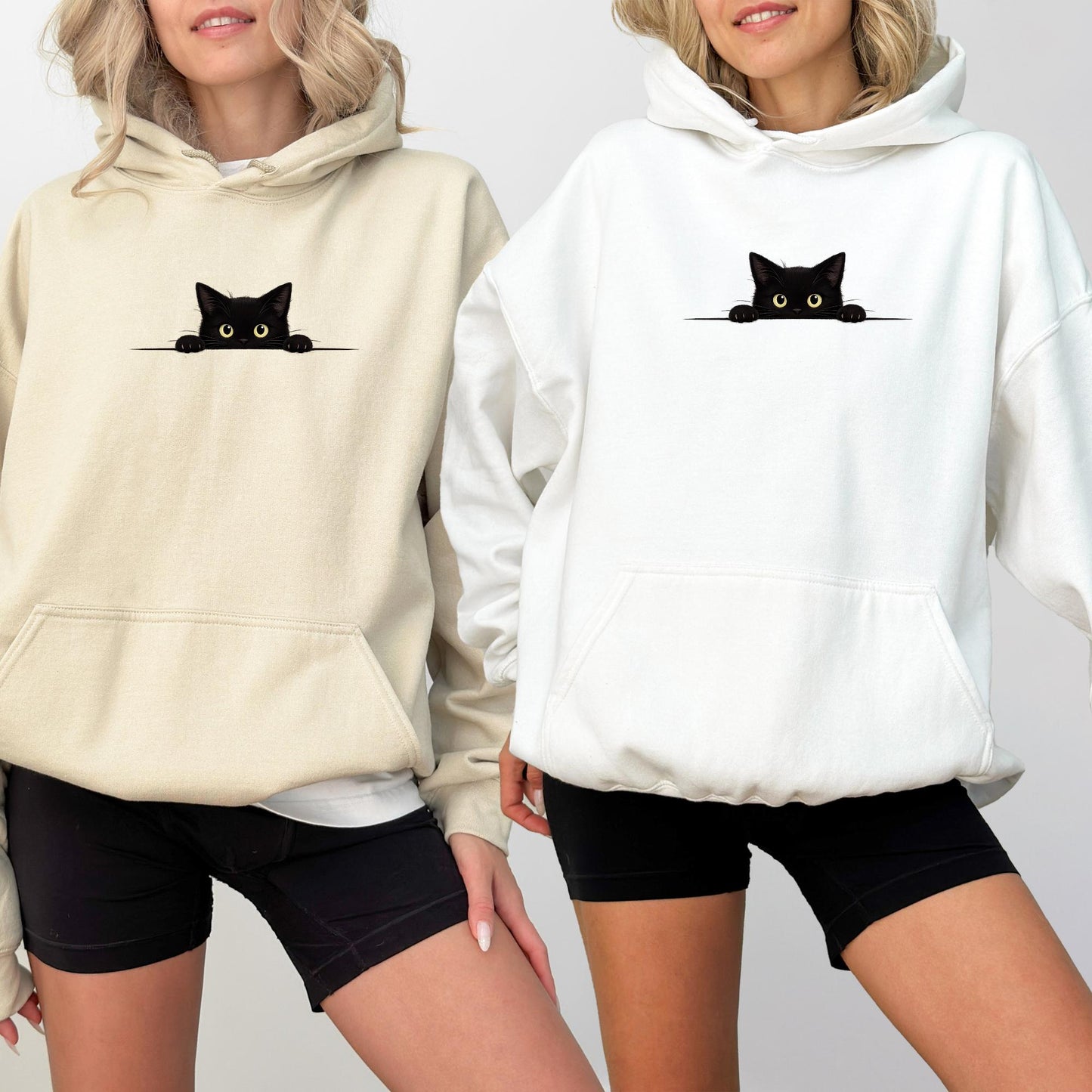 Peeking Black Cat Hoodie