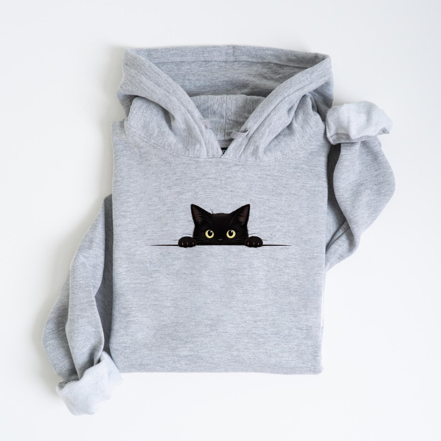 Peeking Black Cat Hoodie