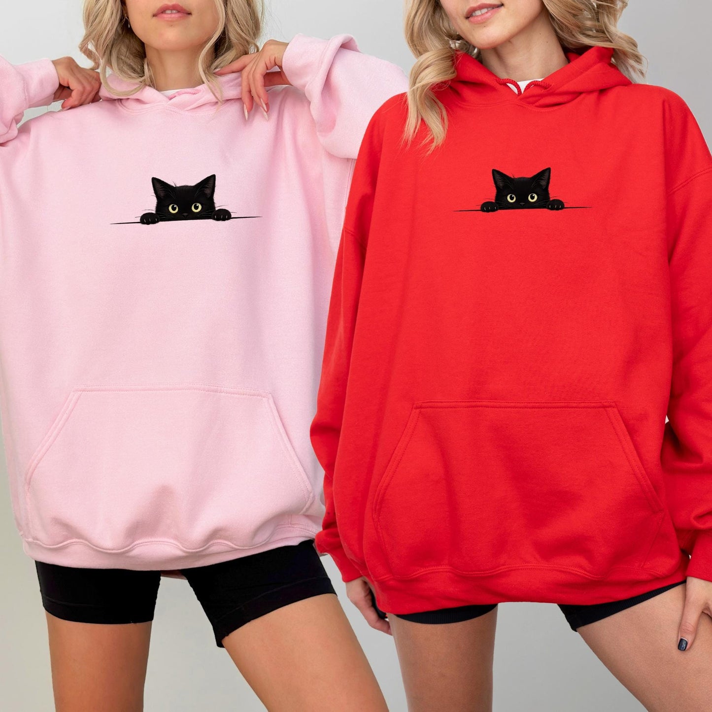 Peeking Black Cat Hoodie