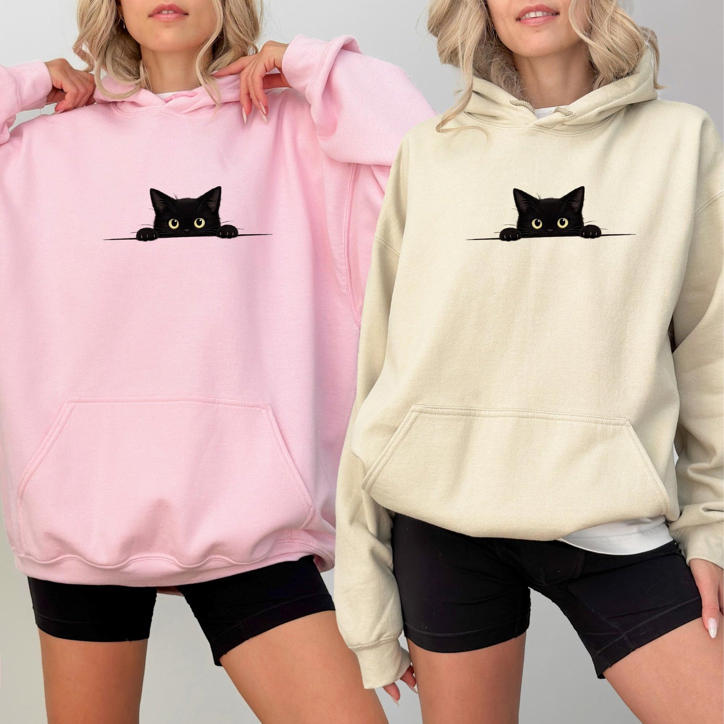 Peeking Black Cat Hoodie