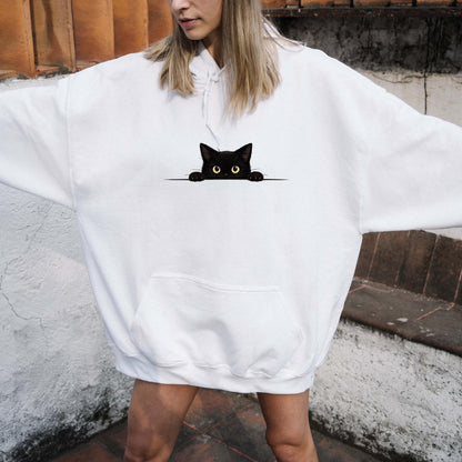 Peeking Black Cat Hoodie