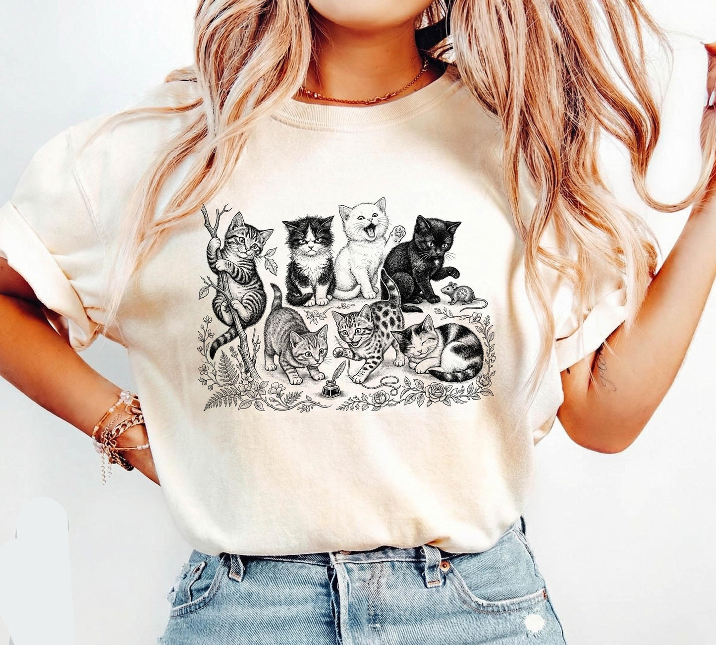Cats 90s Vintage Style Tee V2