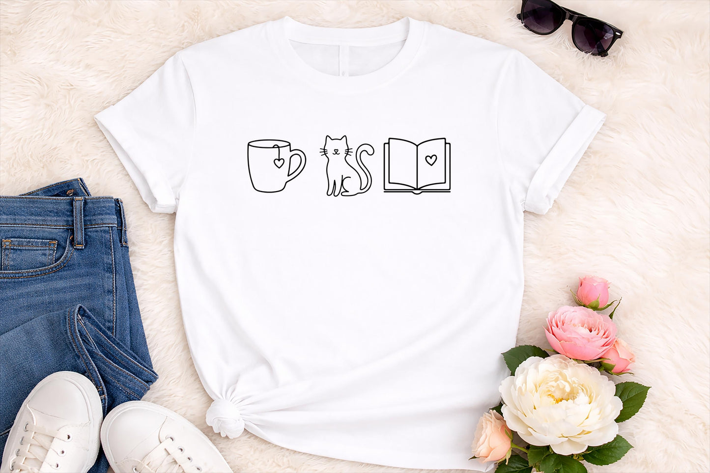 Coffee Cats Books Shirt