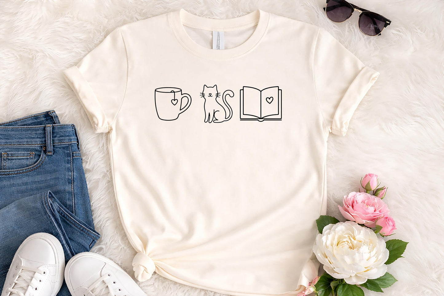 Coffee Cats Books Shirt