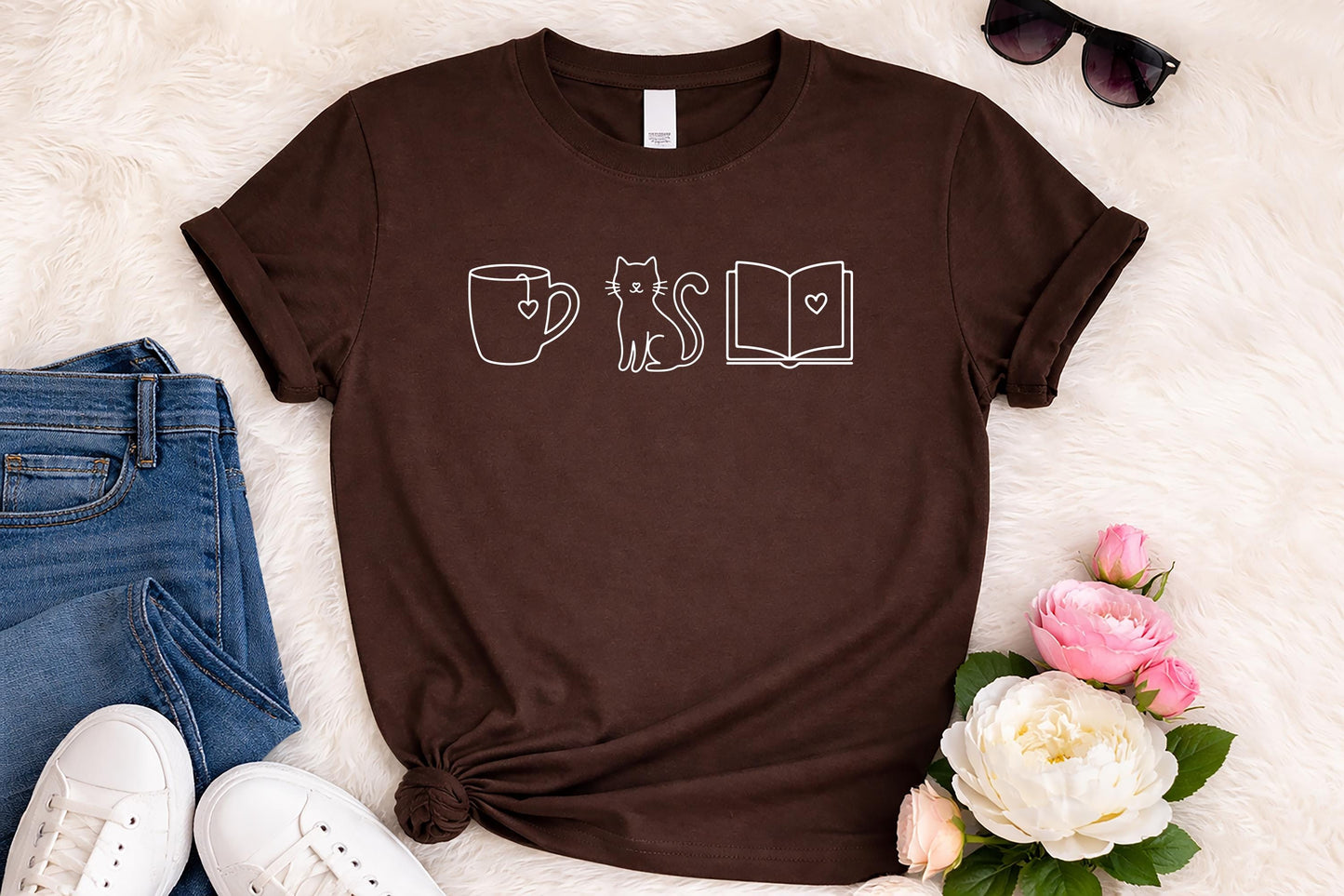 Coffee Cats Books Shirt