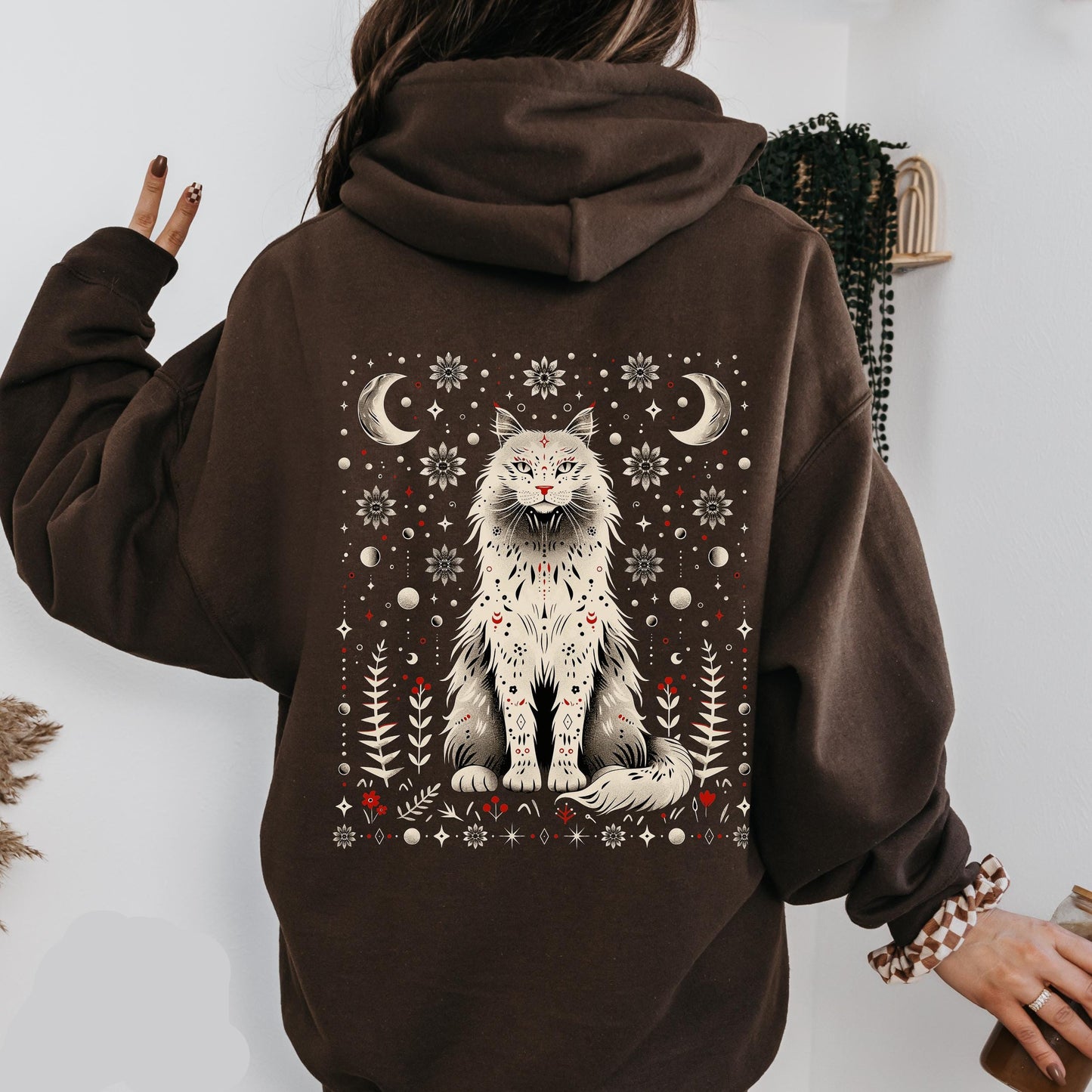 Scandinavian Moon Cat Hoodie