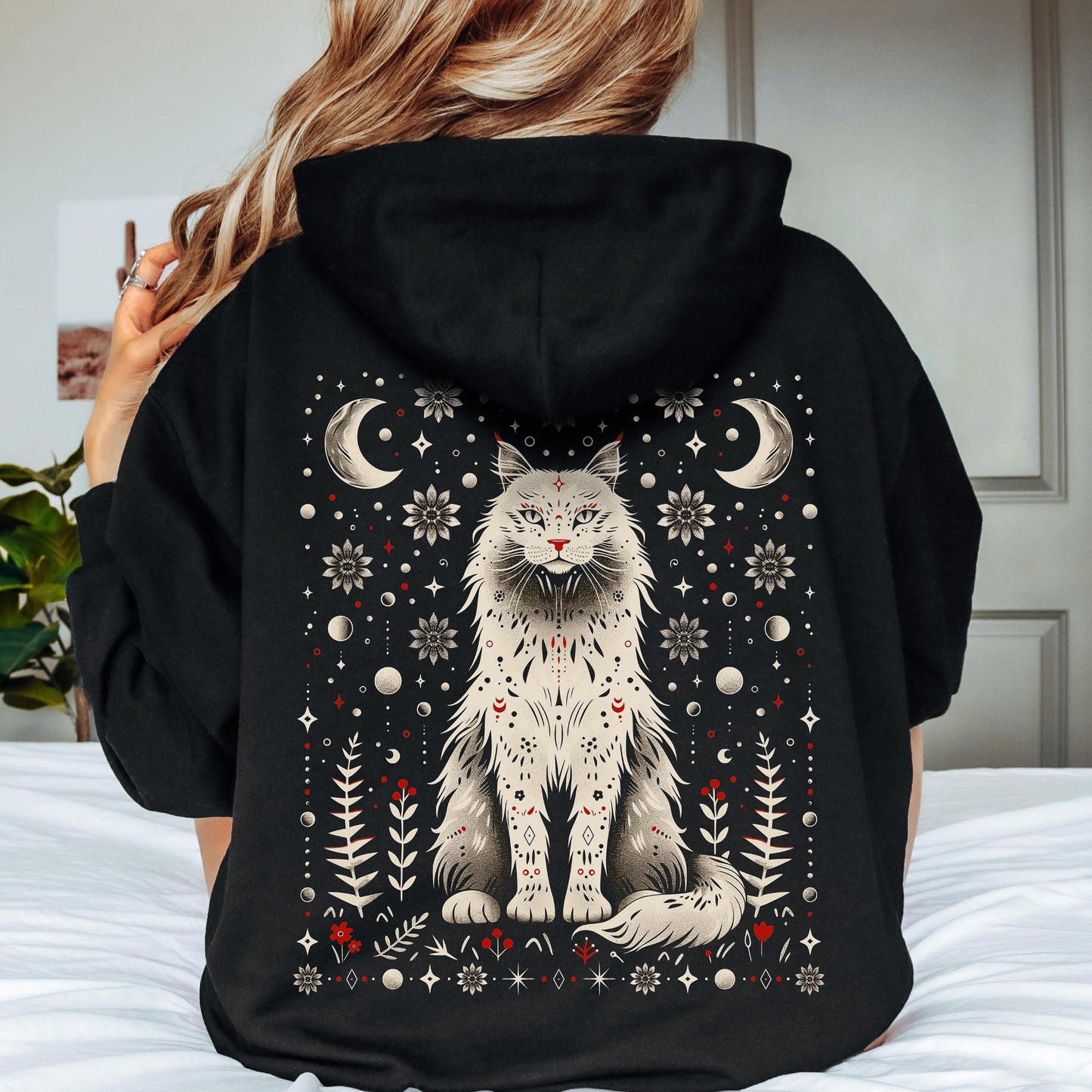 Scandinavian Moon Cat Hoodie