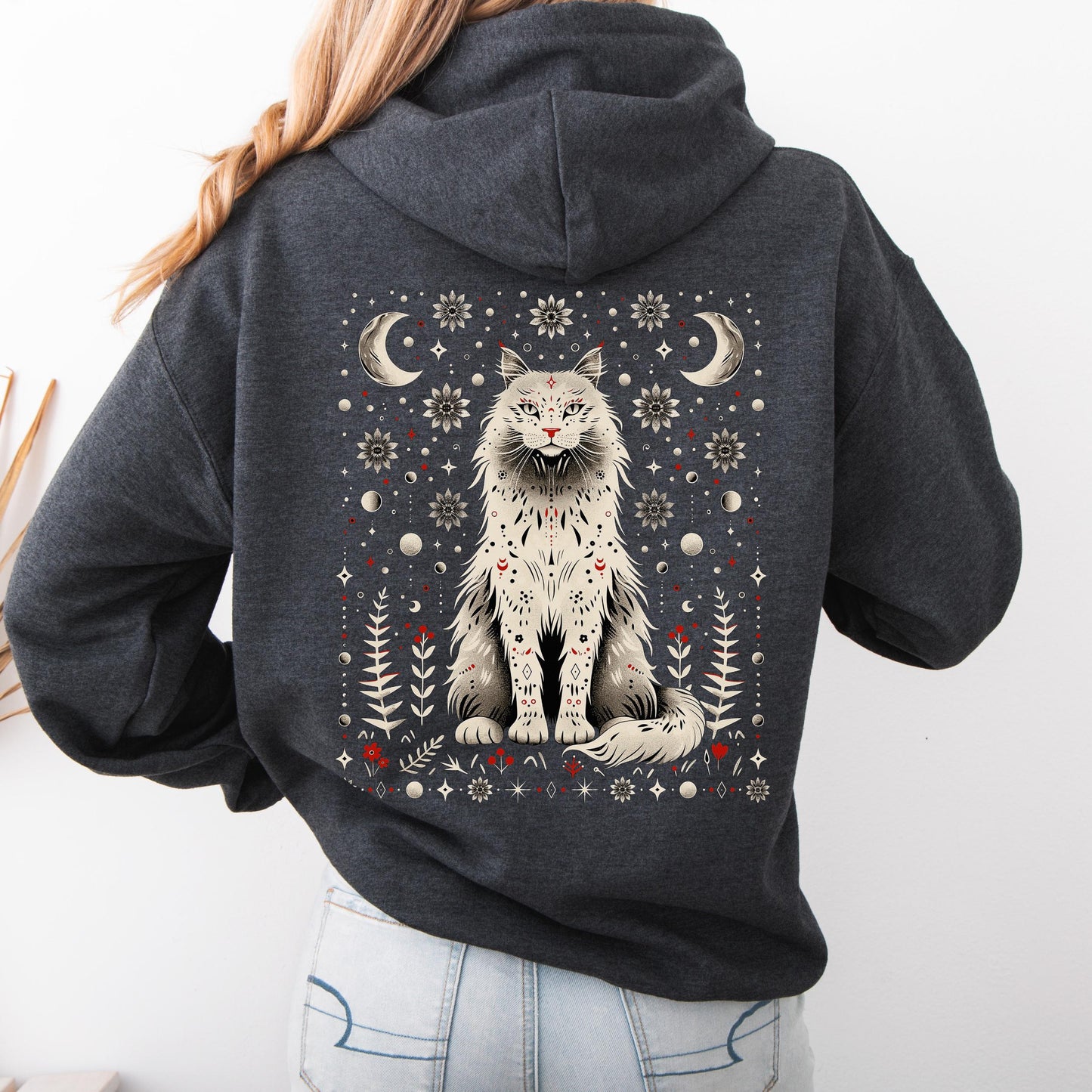 Scandinavian Moon Cat Hoodie