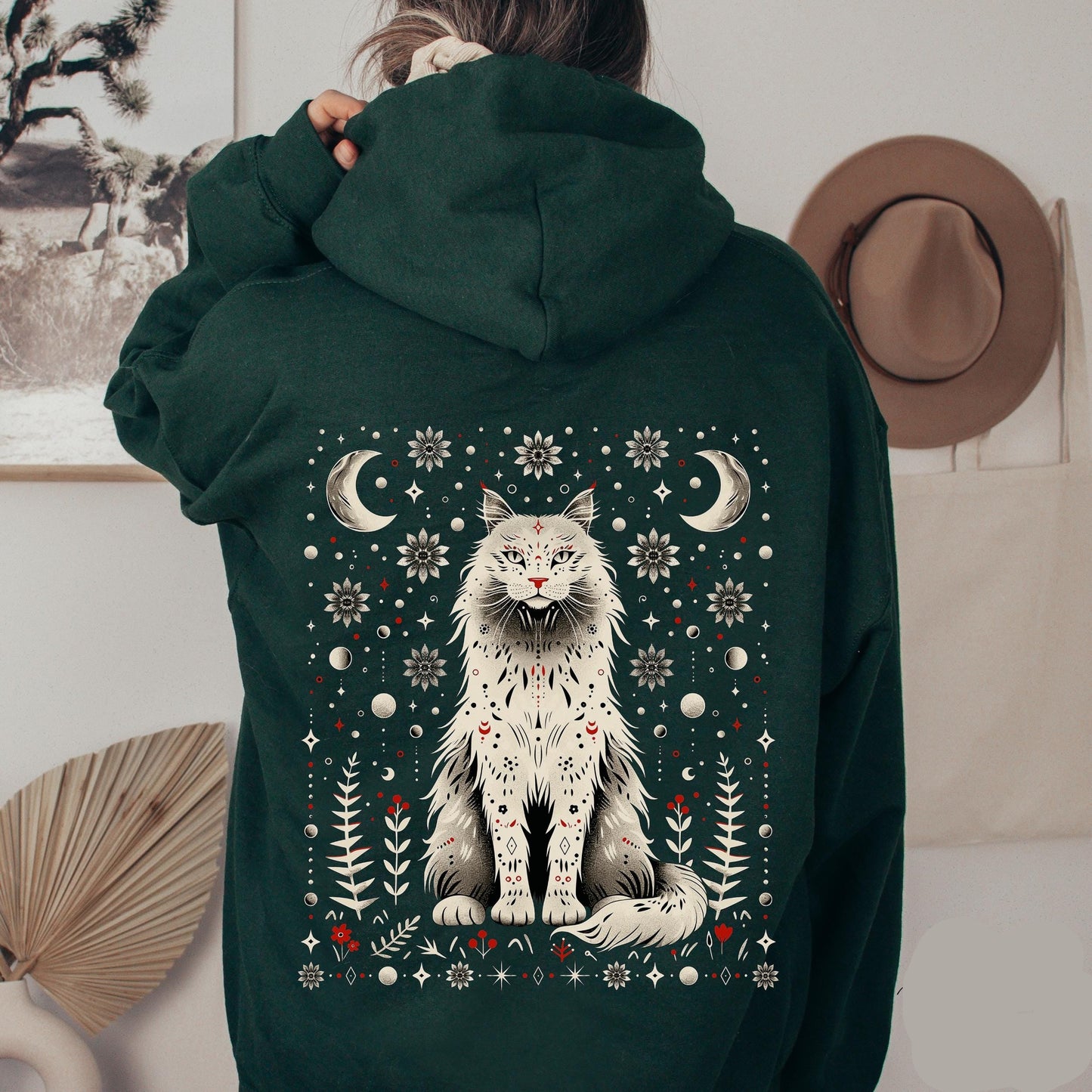 Scandinavian Moon Cat Hoodie
