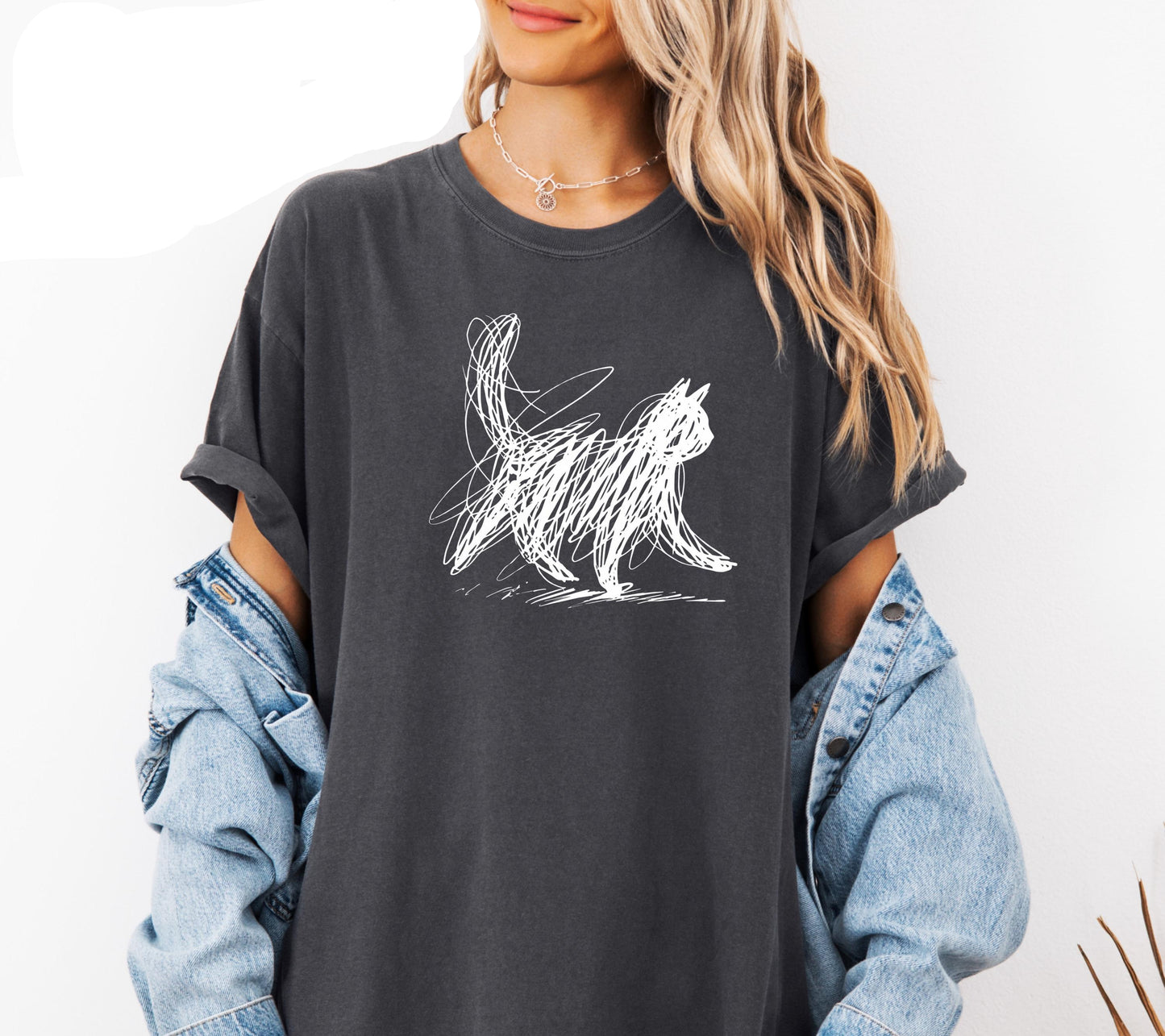 Minimalist Scribble Cat T-Shirt