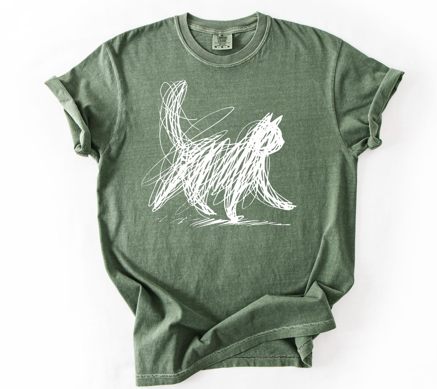 Minimalist Scribble Cat T-Shirt