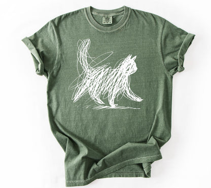 Minimalist Scribble Cat T-Shirt