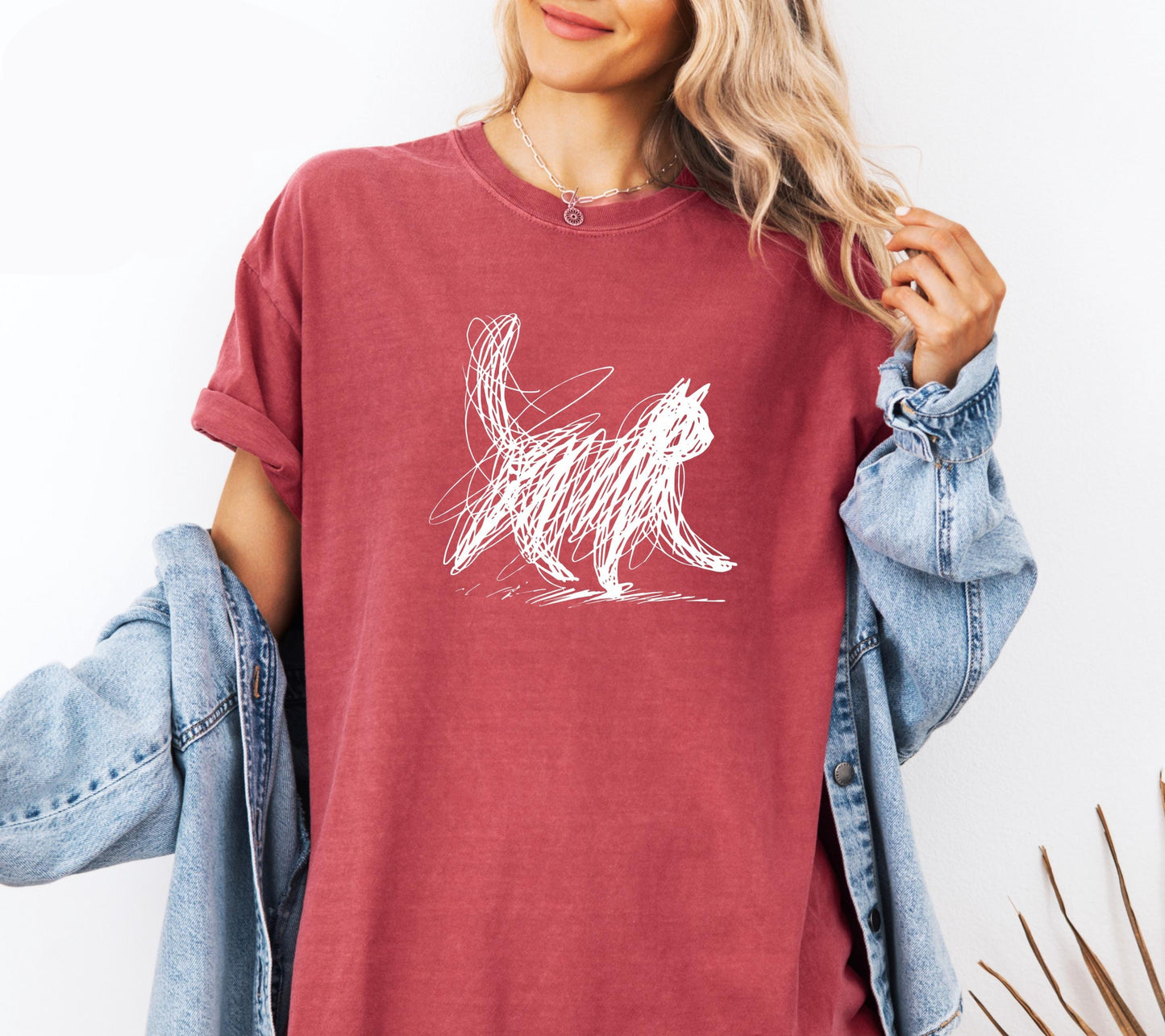 Minimalist Scribble Cat T-Shirt