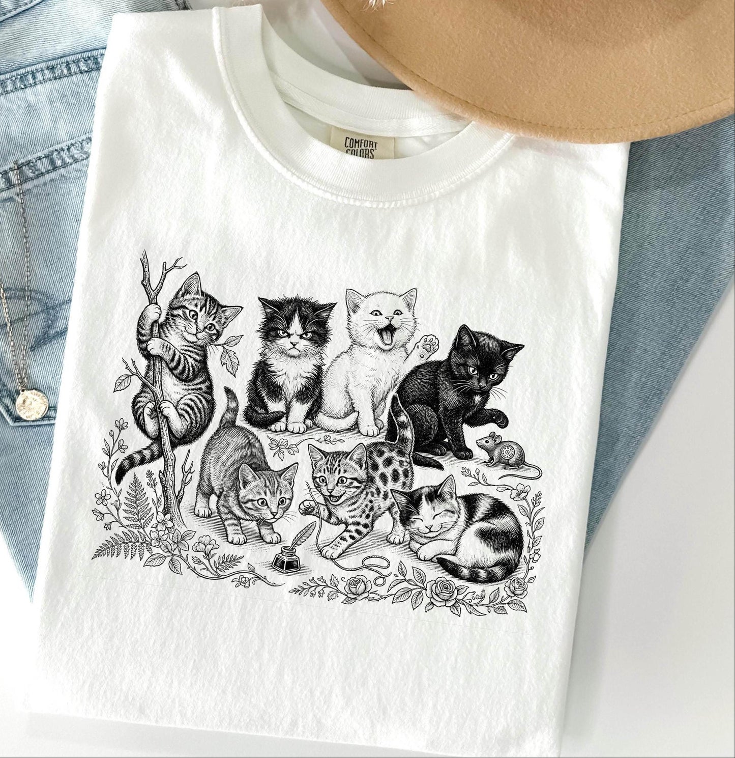 Cats 90s Vintage Style Tee V2