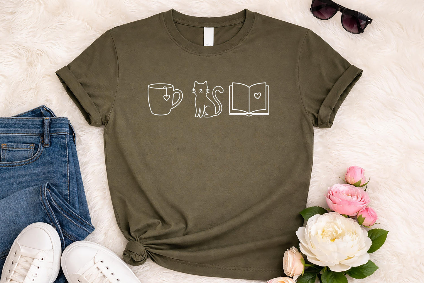 Coffee Cats Books Shirt