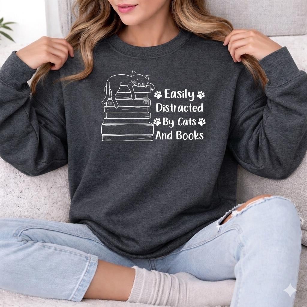 Cats And Books Sweatshirt V6