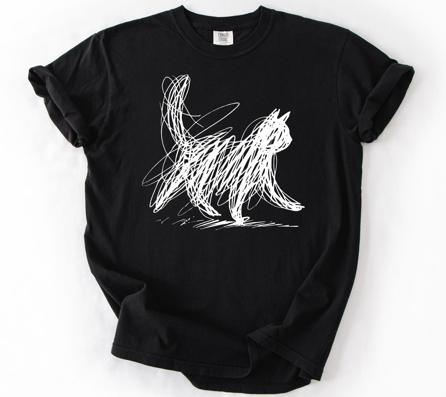 Minimalist Scribble Cat T-Shirt
