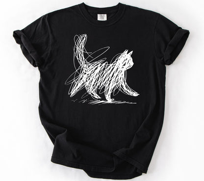 Minimalist Scribble Cat T-Shirt