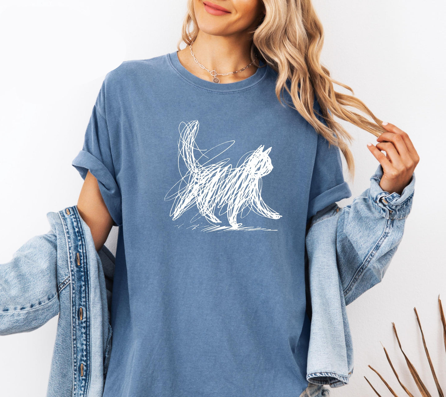 Minimalist Scribble Cat T-Shirt