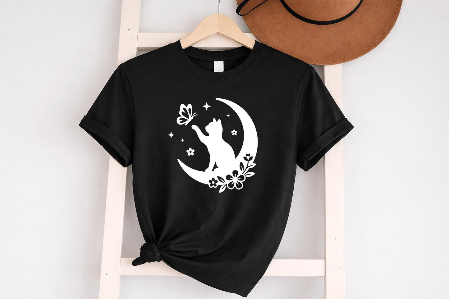 Cute Floral Cat T Shirt