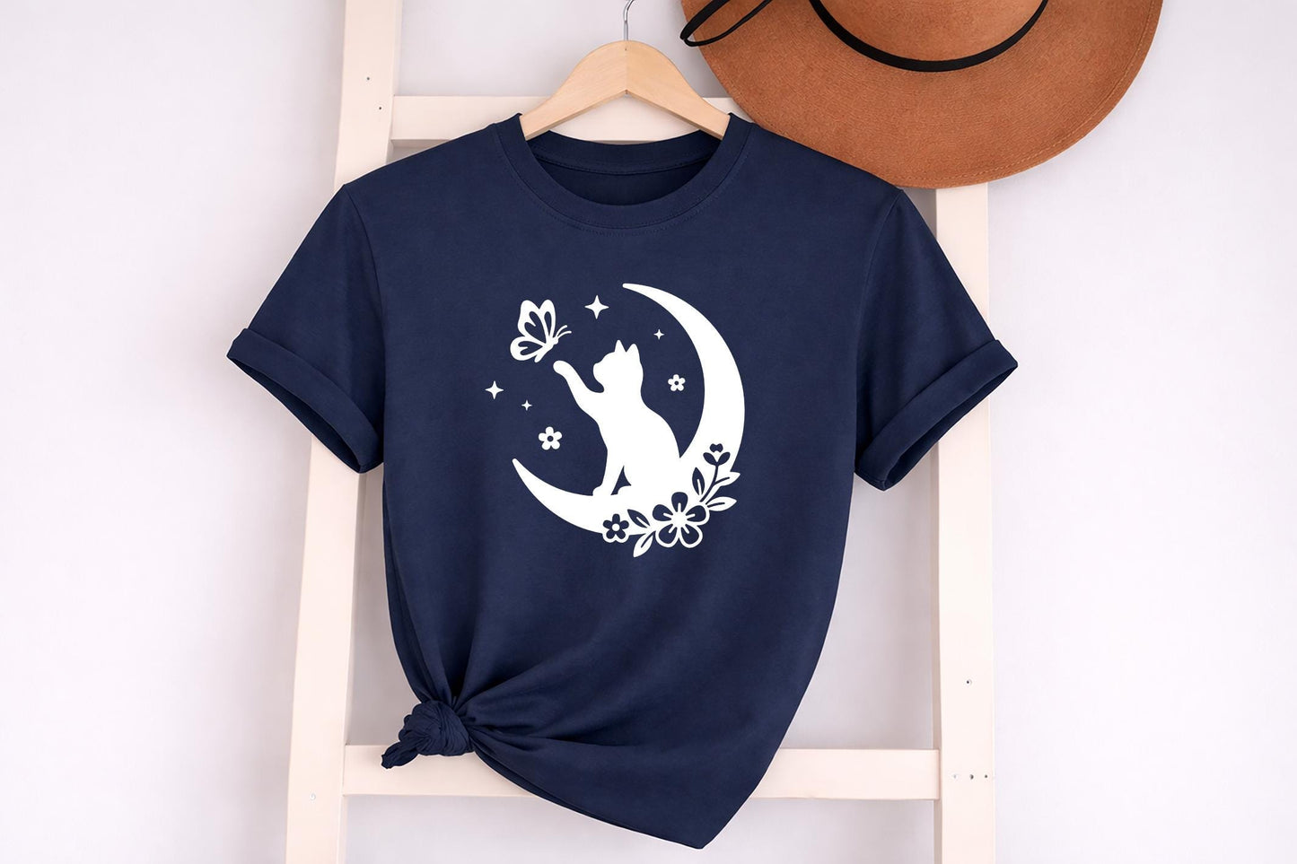 Cute Floral Cat T Shirt