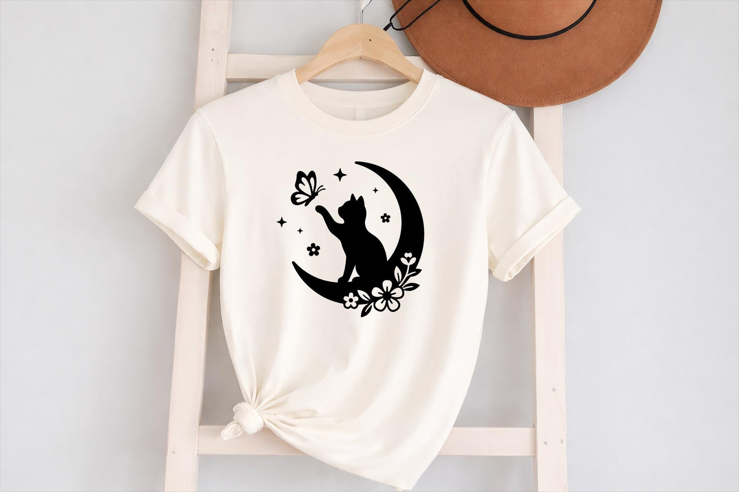 Cute Floral Cat T Shirt
