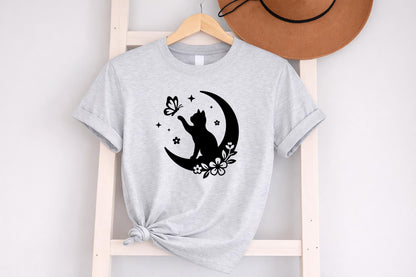 Cute Floral Cat T Shirt