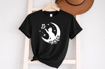 Floral Cat Butterfly T-Shirt
