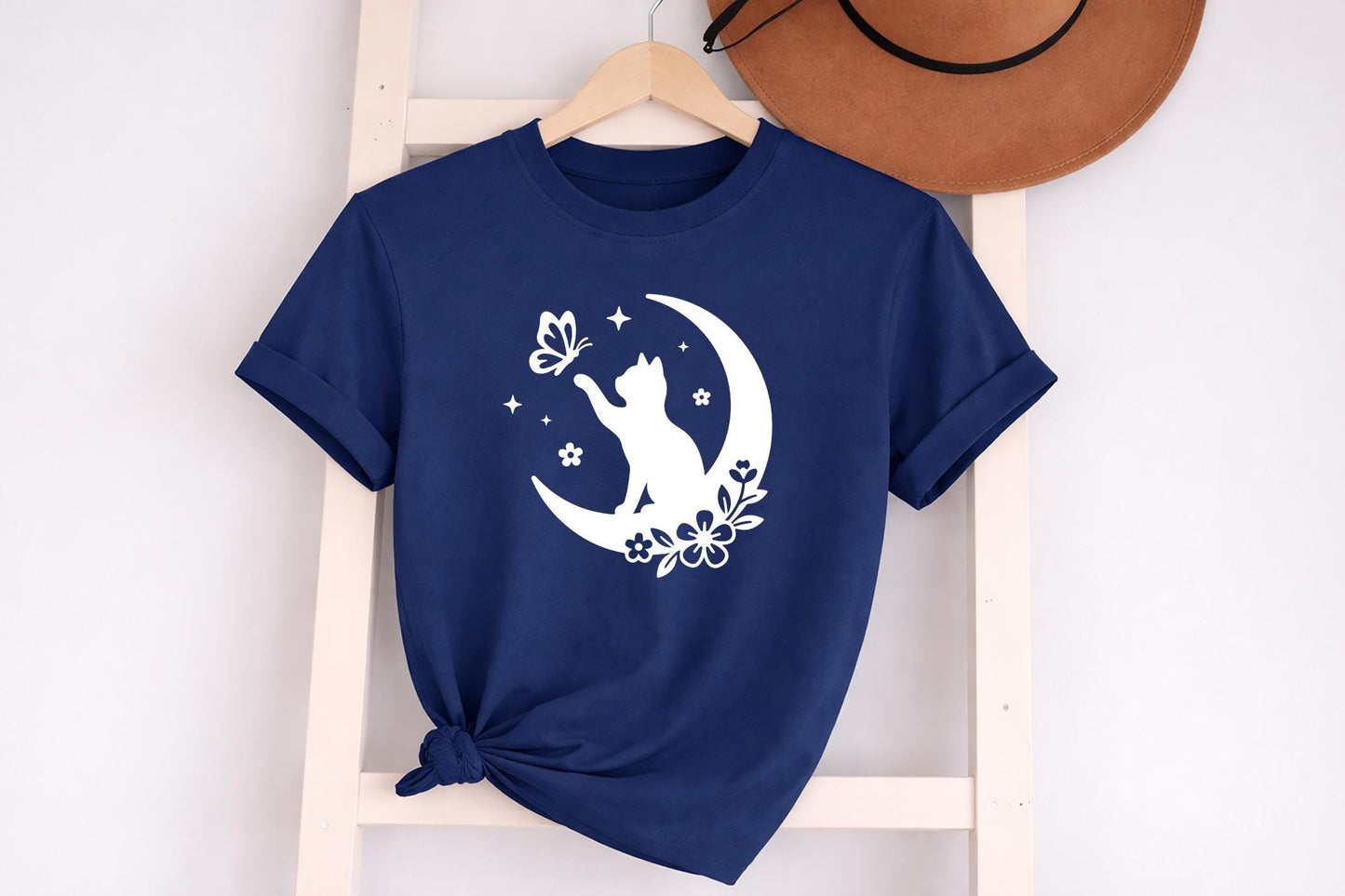 Floral Cat Butterfly T-Shirt