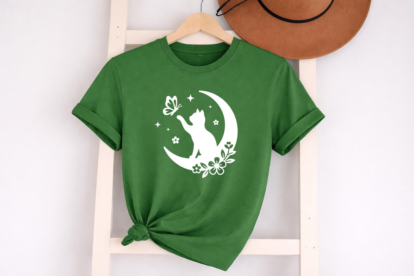 Floral Cat Butterfly T-Shirt