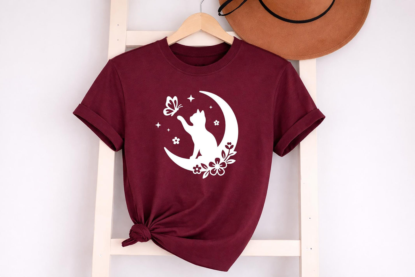 Floral Cat Butterfly T-Shirt