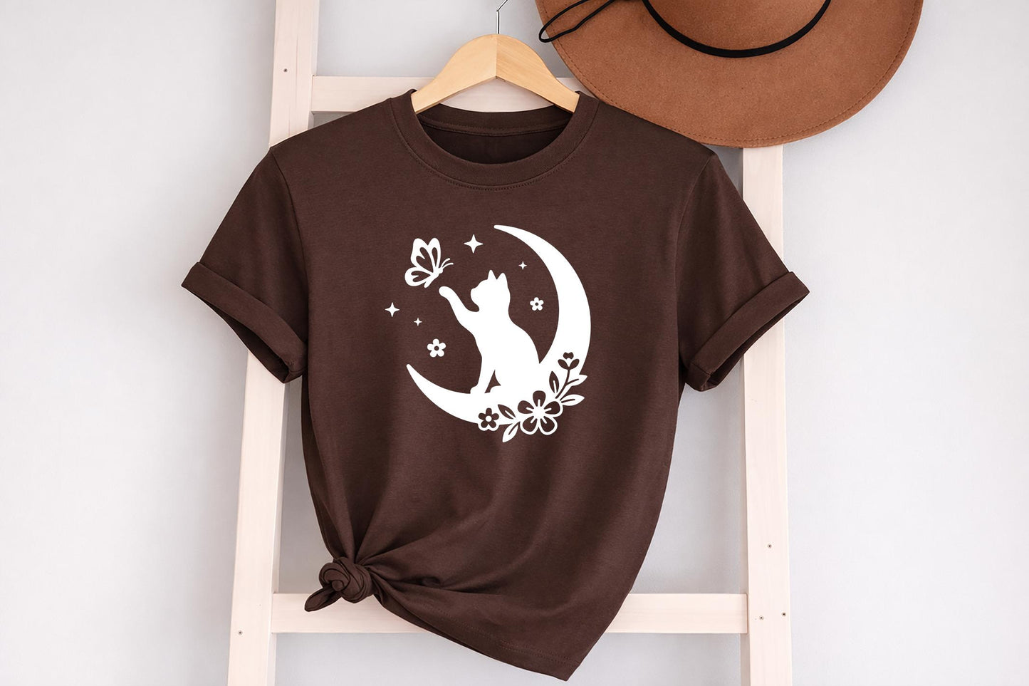 Floral Cat Butterfly T-Shirt