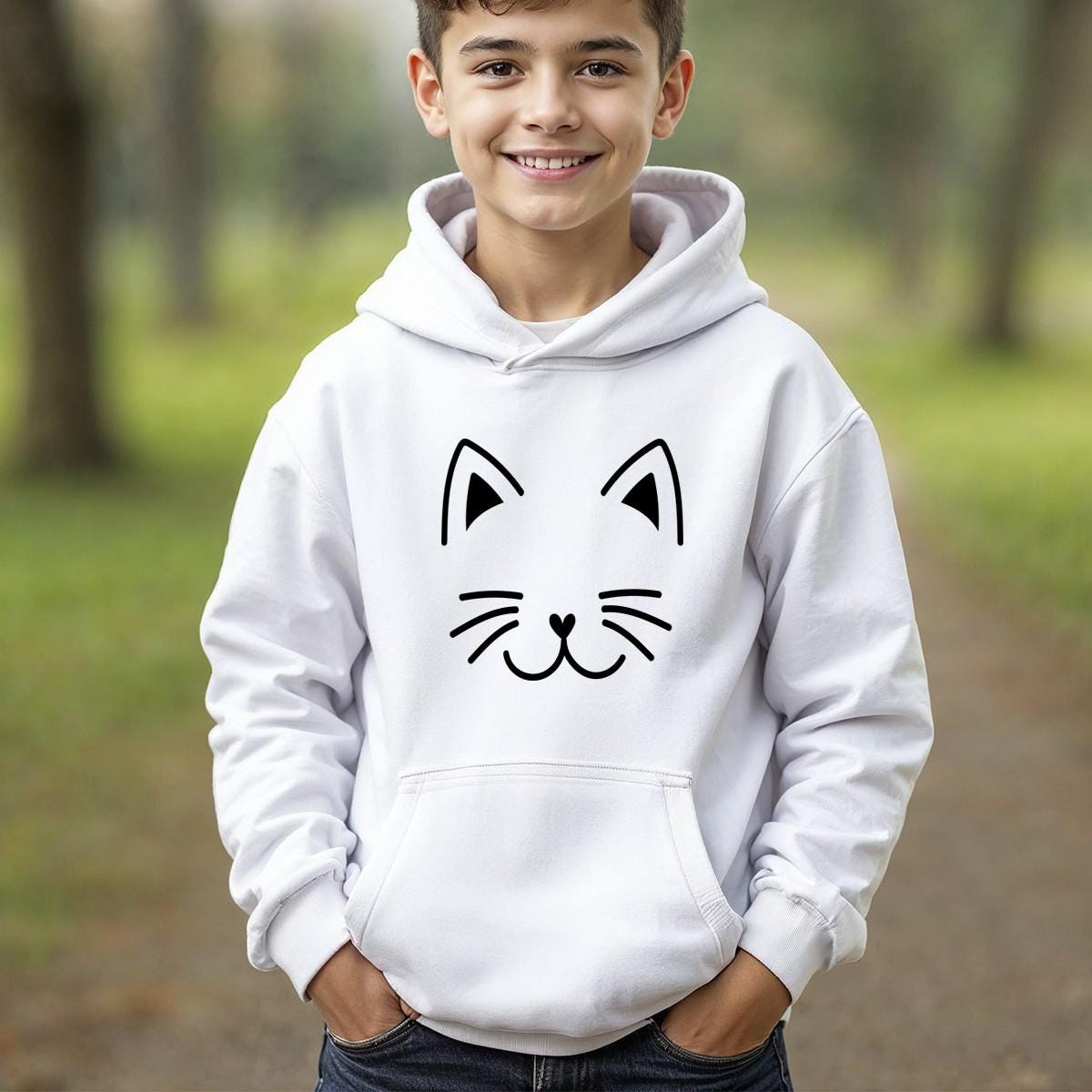 Cat Graphic Kids Hoodie