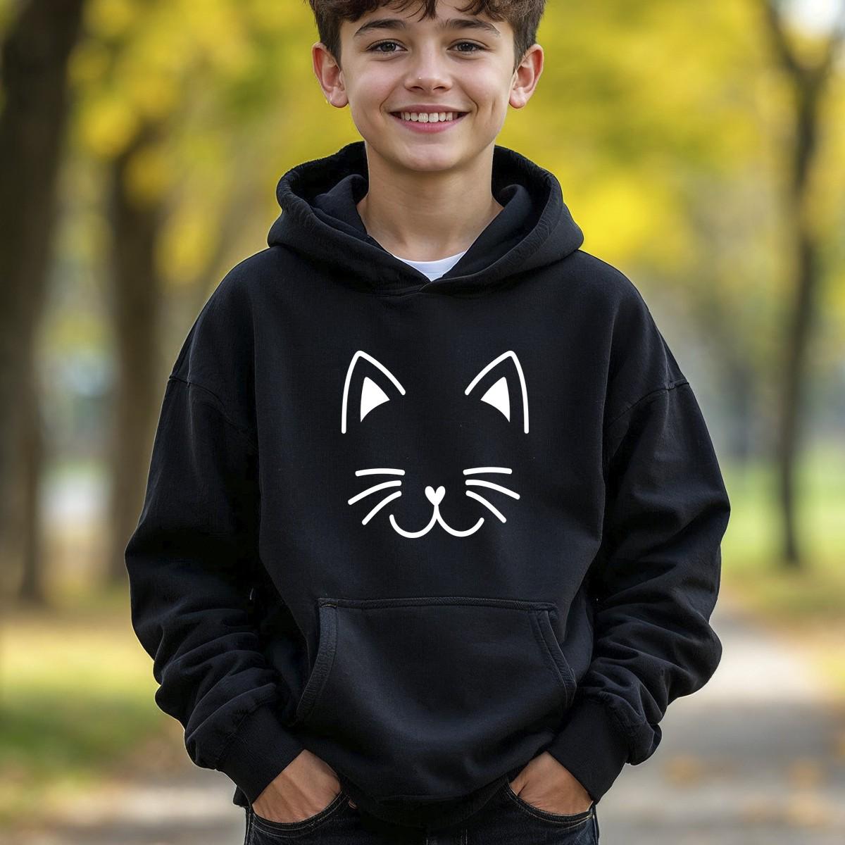 Cat Graphic Kids Hoodie