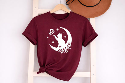 Cute Floral Cat T Shirt