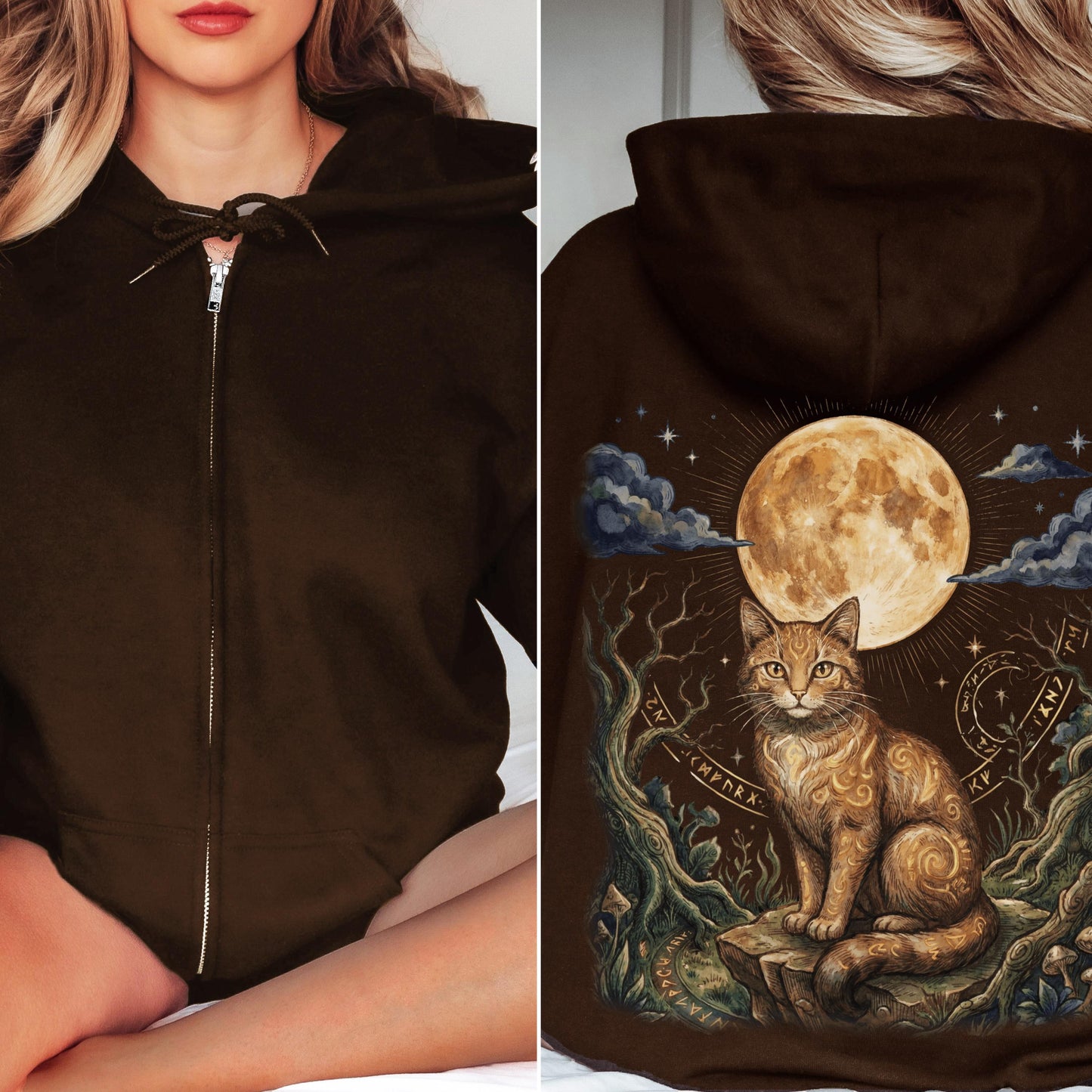 Full Moon Ginger Cat Hoodie