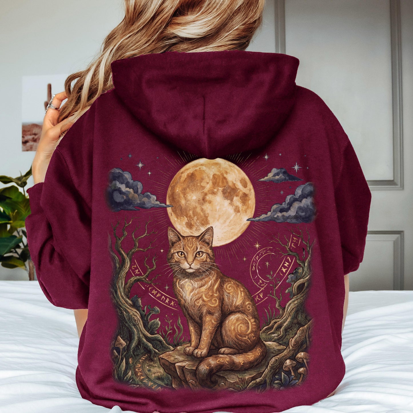 Full Moon Ginger Cat Hoodie