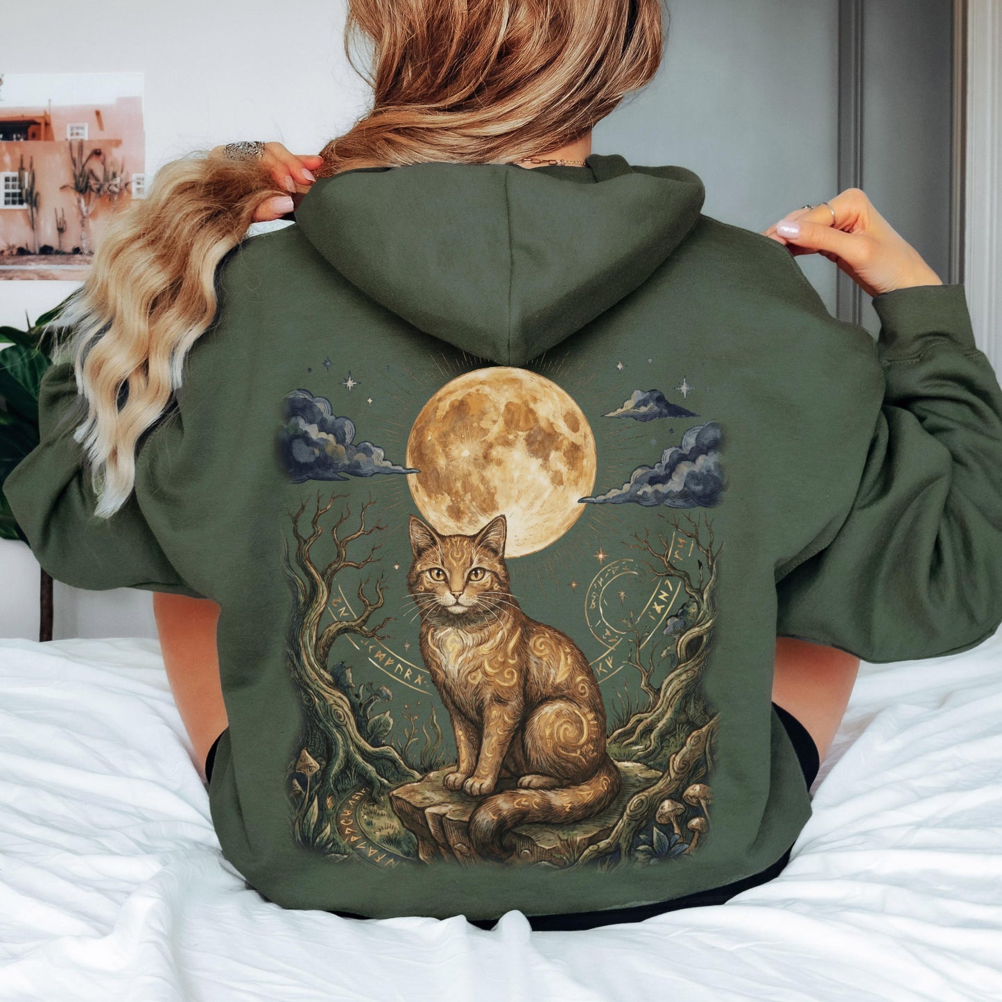 Full Moon Ginger Cat Hoodie