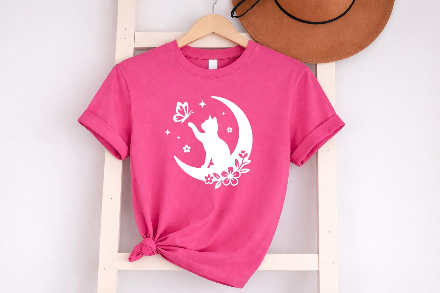 Floral Cat Butterfly T-Shirt