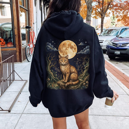 Full Moon Ginger Cat Hoodie