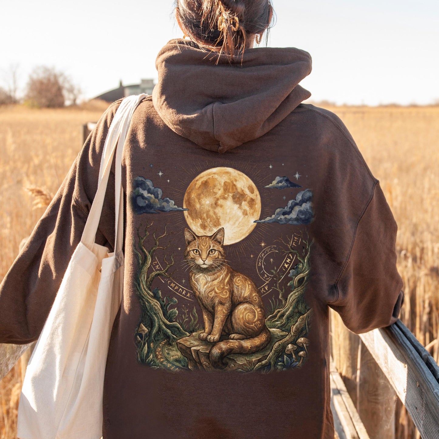 Full Moon Ginger Cat Hoodie