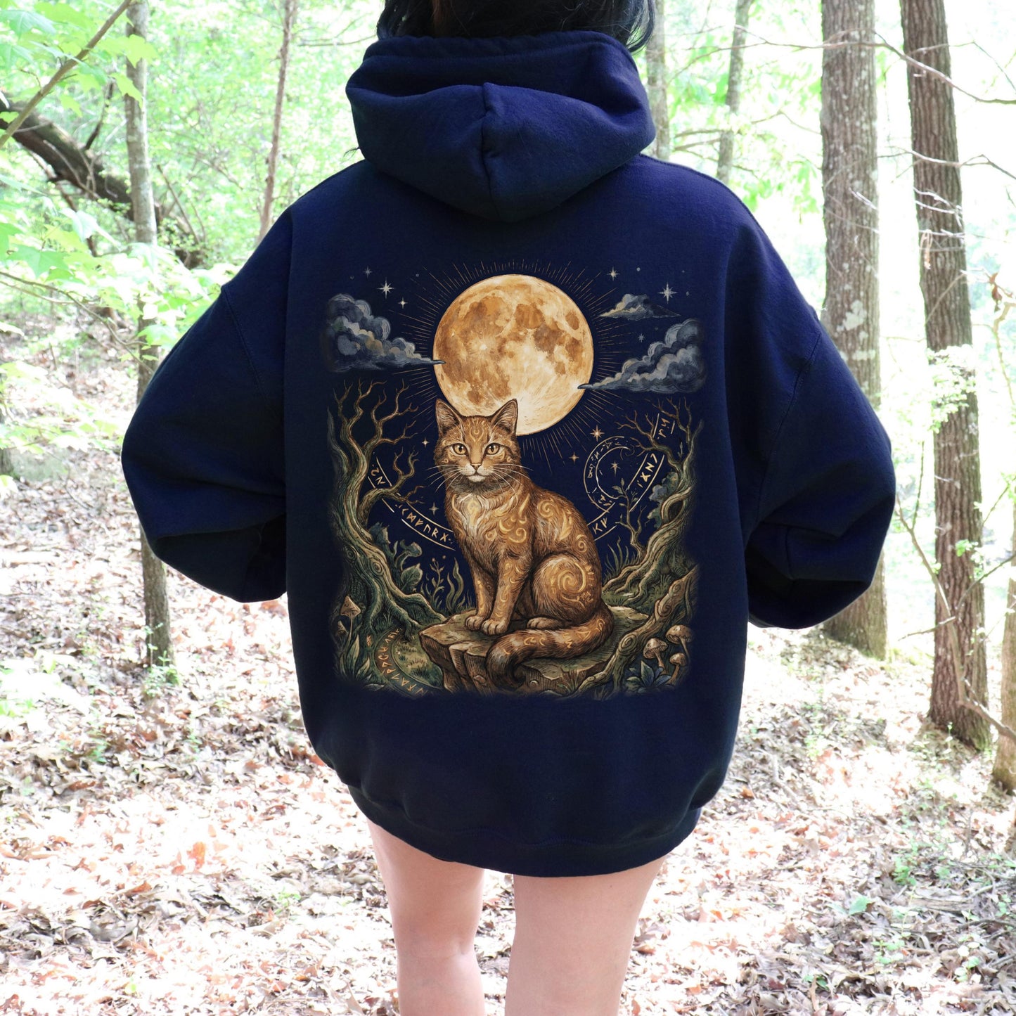 Full Moon Ginger Cat Hoodie