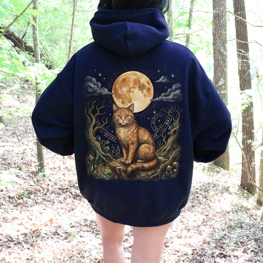 Full Moon Ginger Cat Hoodie