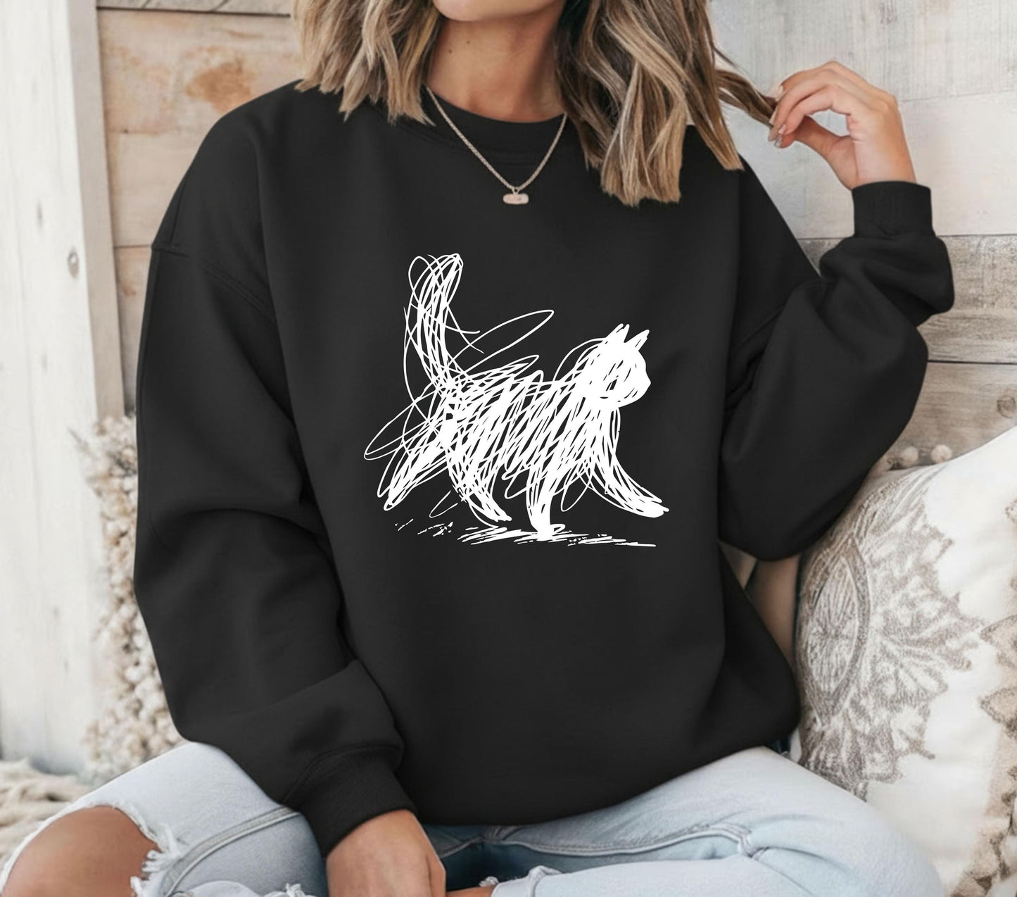 Cat Line Abstract Art Sweater