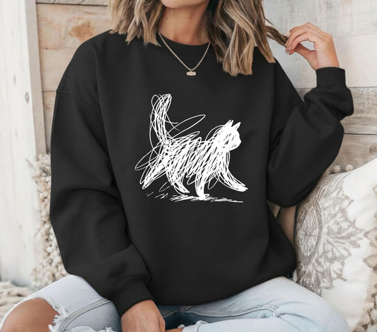 Cat Line Abstract Art Sweater